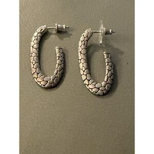 Sarda,Bali Made,Marvelous,Sterling, J Hoop Earrings-Hammered Pebbled #461